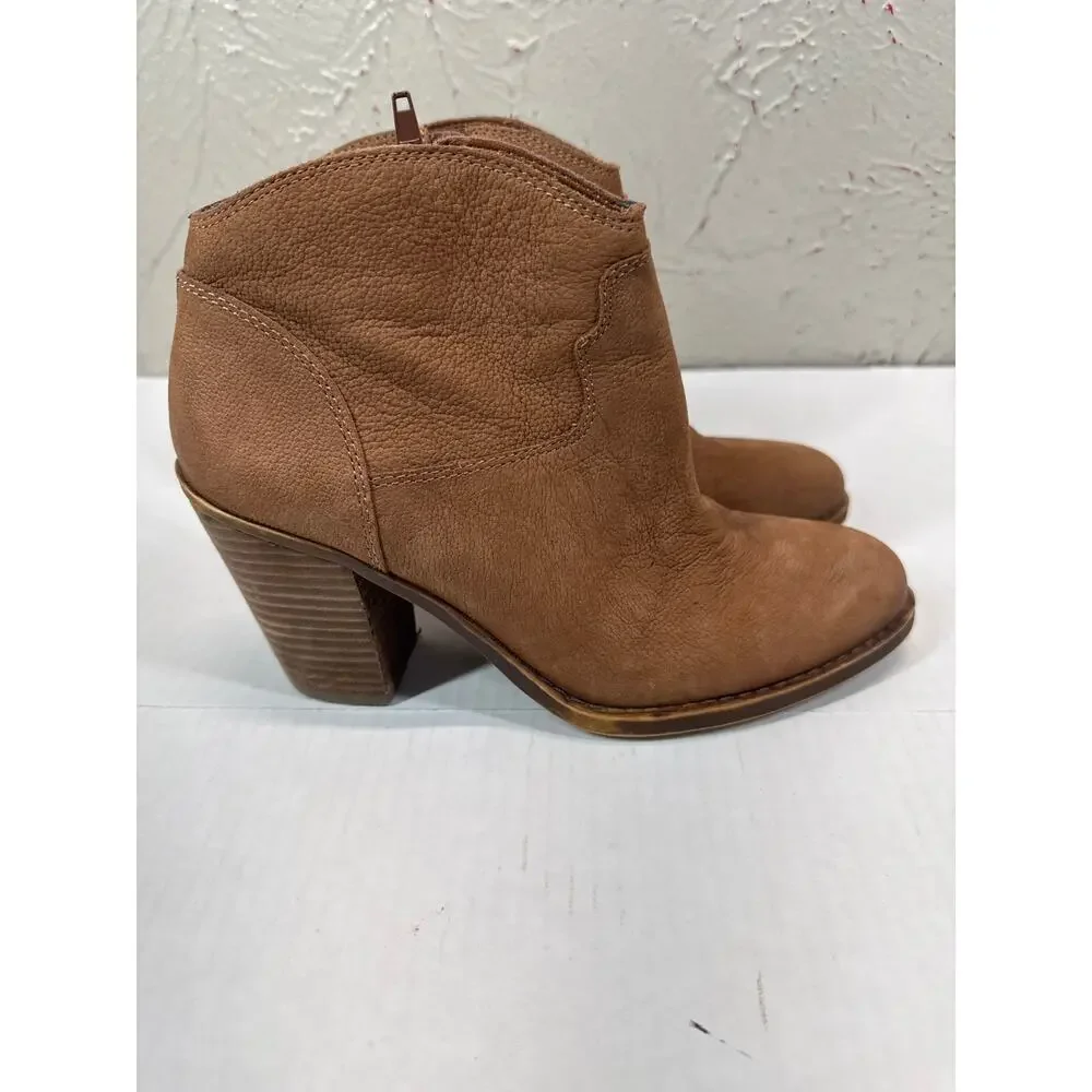 Lucky‎ Brand LK Eller Suede Ankle Boots Western Style Brown Tan Size 7